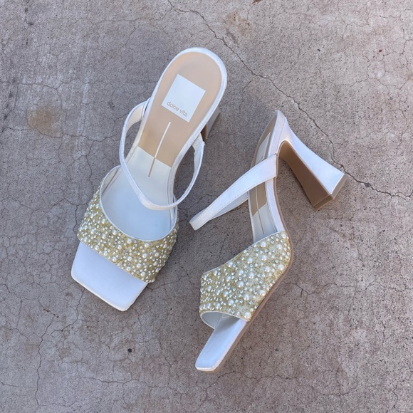 Dolce Vita White and Cream Pearl Heels - Picture 3 of 4